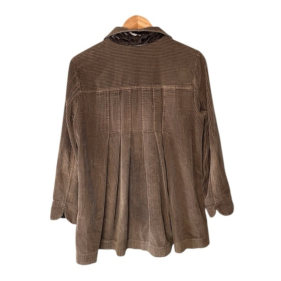 J. Jill Pleated Corduroy Velvet Collar Shirt Chore Coat - Picture 4 of 12